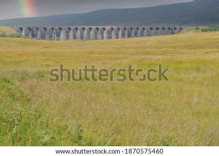 A view of Ribblehead viaduct in the Yorkshire Dales, England.