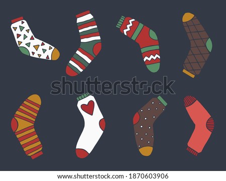 ugly new year winter socks vector hand drawn illustration 
