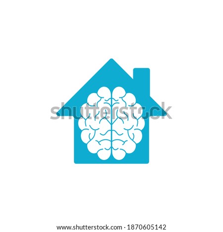Brain home shape concept logo design. Brainstorm power thinking brain Logotype icon