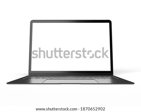 Modern computer laptop Open white screen isolated with clipping mask on white background for present advertising product or Webpage design mockup,3D render illustration