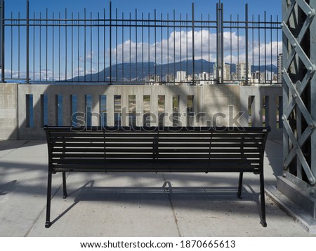 Empty bench at an observation point, Vancouver, Lower Mainland, British Columbia, Canada