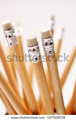 Closeup photo of wooden pencils