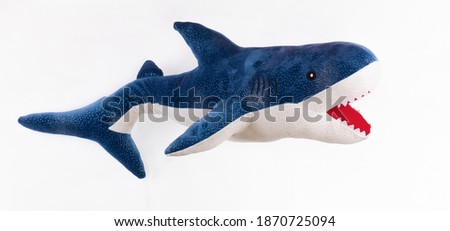 toy plush shark isolated on white background
