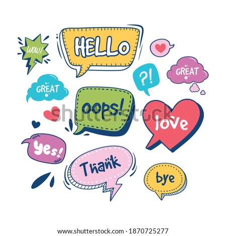 Comic sound speech bubble collection, sound effects in pop art vector style. Vector Set. Illustration and graphic elements. Art, speech, cloud