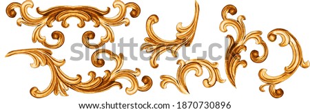 golden baroque ornament on white background Royalty-Free Stock Photo #1870730896