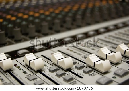 Detail of an audio mixing board with shallow DOF.