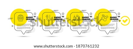 Energy drops, Medical vaccination and Online shopping line icons set. Timeline infograph speech bubble. Capsule pill sign. Power usage, Syringe vaccine, Internet buying. Medicine drugs. Vector