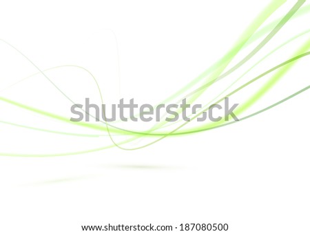 Abstract green smoke swoosh lines and waves over white background editable. Vector illustration