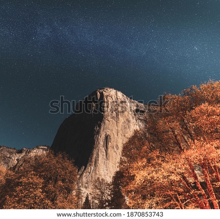 Beautiful view from El Capitan in Yosemite national park and the night sky