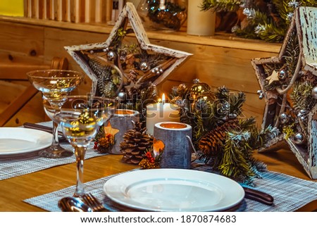 New Year's table for two with candles