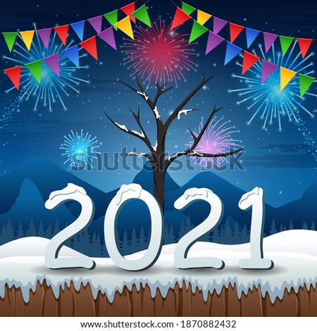 New Year's eve celebration 2021 with winter background