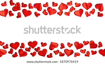 banner, poster, template with red hearts on white background. happy valentines day. concept, symbol of 14 February. place for text.