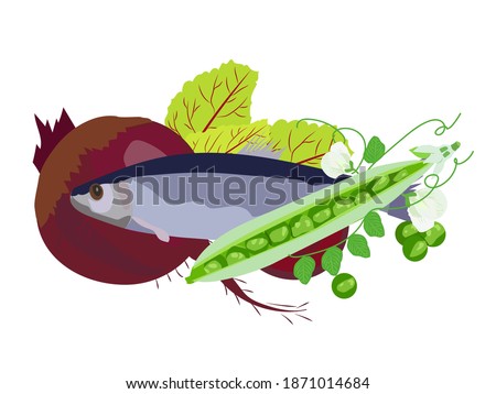 Fresh and healthy herring beets ,green peas for processing of menus and cooking of dishes