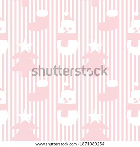 Pink Christmas Snowman seamless pattern background for website graphics, fashion textile
