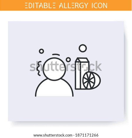 Food allergy line icon. Food intolerance. Nutrients allergens. Immunity reaction, immune intolerance and immunotherapy concept. Isolated vector illustration. Editable stroke 