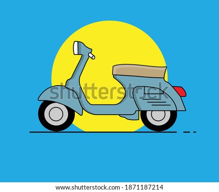 Vector of Blue Vintage Scooter. Vector Illustration of Classic Motorcylce