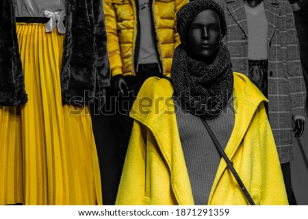 Yellow and gray fashion background. Trendy Colors of the year 2021 Yellow Illuminating and Ultimate gray 