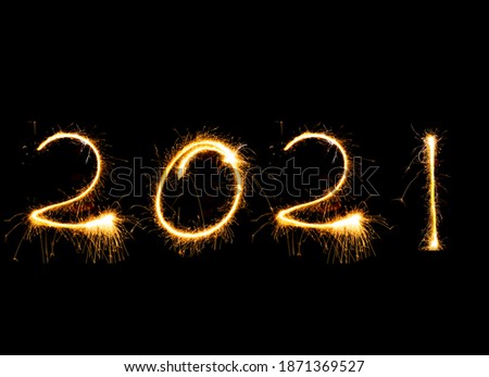 New year 2021 written by sparkler
