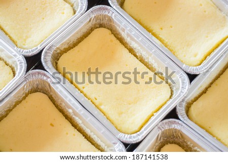 Square box of cheese base cake, stock photo