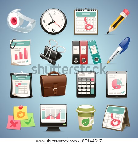 Office Equipment Icons Set1.1 In the EPS file, each element is grouped separately.