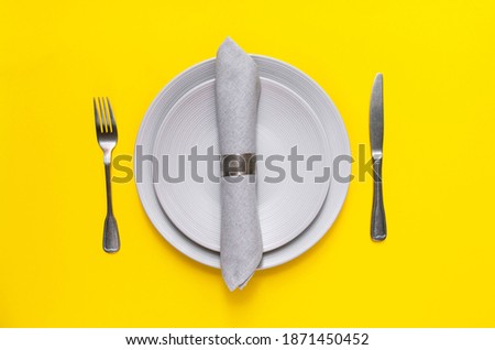 Demonstrating trendy colors 2021 - Gray and Yellow. Food concept