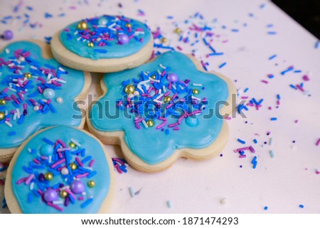 Blue and purple sprinkle sugar cookies