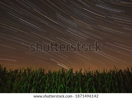 Beautiful long exposure. Star trails time-lapse of the summer nights, at the Bahnstadt in Heidelberg, Germany