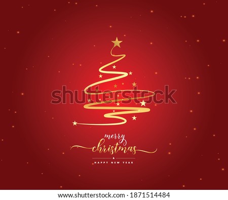 Christmas tree with red background and stars