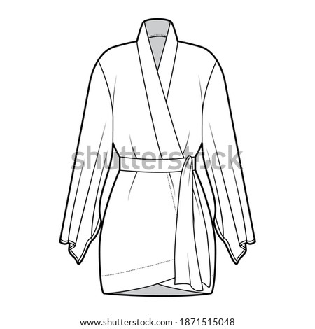 Download Kimono Robe Technical Fashion Illustration With Royalty Free Stock Vector 1879638943 Avopix Com