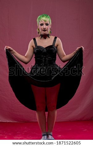 
Woman dressed in gothic clothes, scary halloween