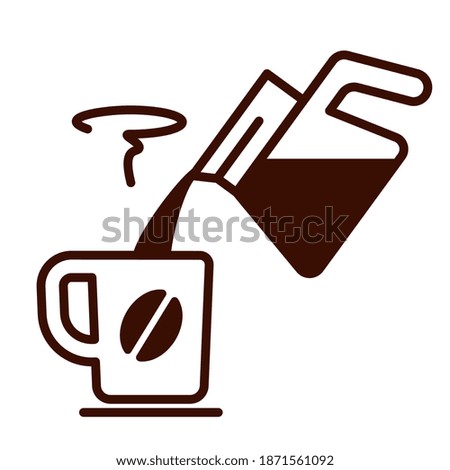 Illustration of pouring coffee into a cup. Coffee concept icon.