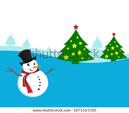 Marry Christmas blue background with tree and snow
