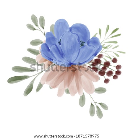 hand painted roses peonies floral bouquet watercolor illustration