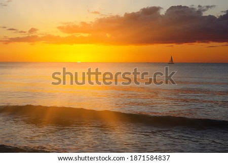 Beautiful sunset at the Beach of Florida. Natural background.