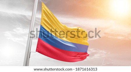 Colombia flag waving on the wind