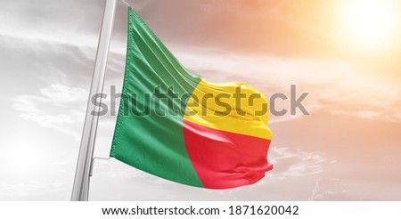 Benin flag waving on the wind