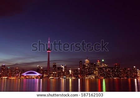 City scape at night of Toronto, Canada  