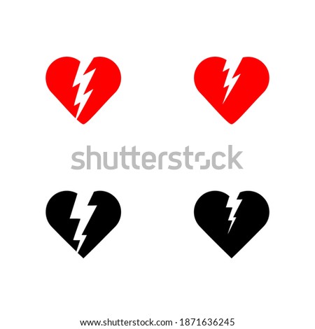 Red heartbreak broken heart or divorce flat vector icon for apps and websites perfect for all project 