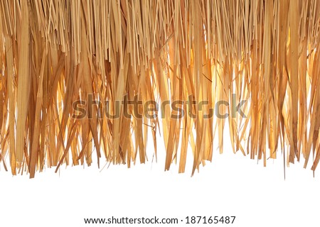closeup of thatch roof isolated on white background Royalty-Free Stock Photo #187165487