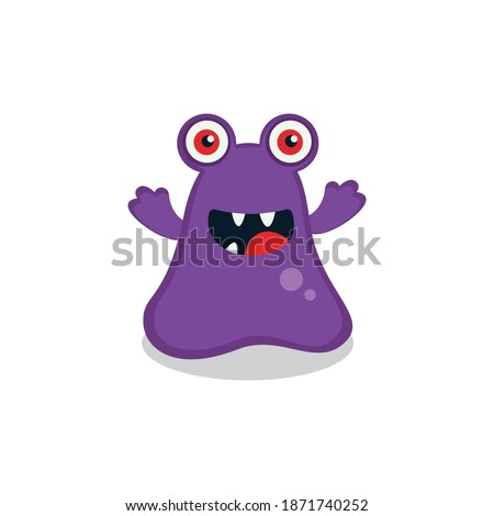 Cartoon monster wearing glasses. Vector illustration of smart monster. Children party decoration or print design