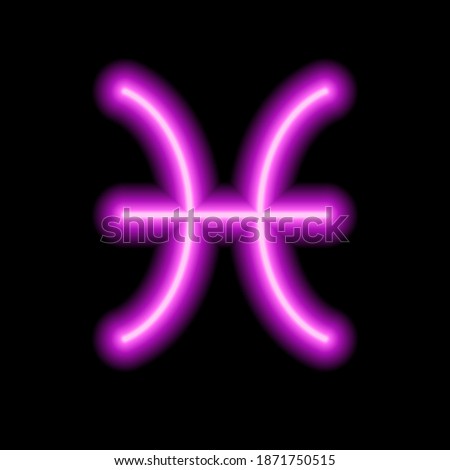 Pink neon zodiac sign Pisces. Predictions, astrology, horoscope.