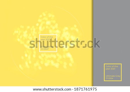 Abstract background bokeh star with the color of the year 2021 yellow and gray. High quality photo