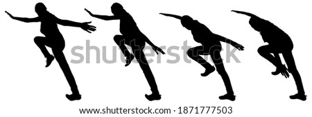 Climber climbs up the slope. Girl pulls her hand down. Woman extends a helping hand. Rescuer. Hiking. Overcoming obstacles in mountaineering. Black silhouettes are isolated on a white background.