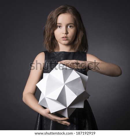 Portrait teen girl with paper in hand polygon figure.