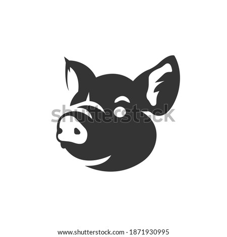 Pig head silhouette vector on a white background
