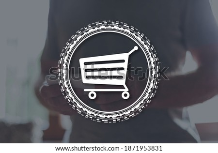 Online shopping concept illustrated by a picture on background