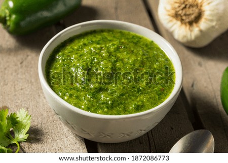 Homemade MIddle Eastern Zhoug Sauce with Cilantro and Jalapenos