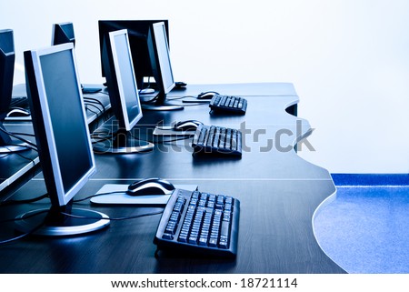 modern computers in IT office Royalty-Free Stock Photo #18721114