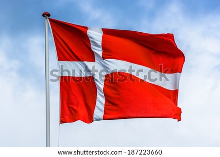 Danish flag in red and white color