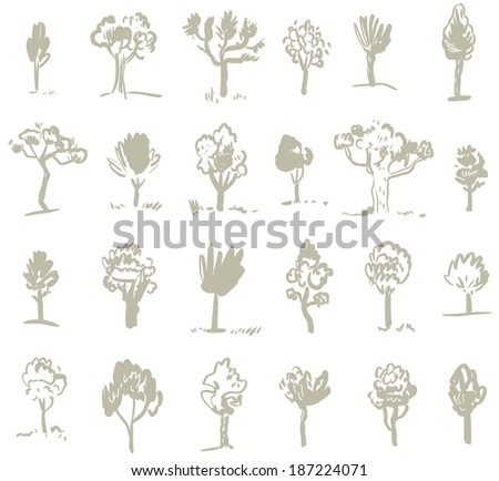 Seamless pattern with trees. Doodles. Forest background. Vector.